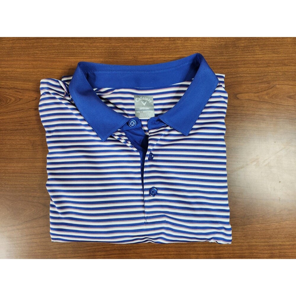 Callaway Opti Dri Mens Short Sleeve Blue Striped Golf Polo Shirt Size XXL